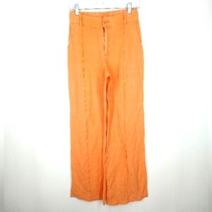 NWT Young Fabulous & Broke Wide Leg Linen Blend Trouser Orange Sherbet XS
